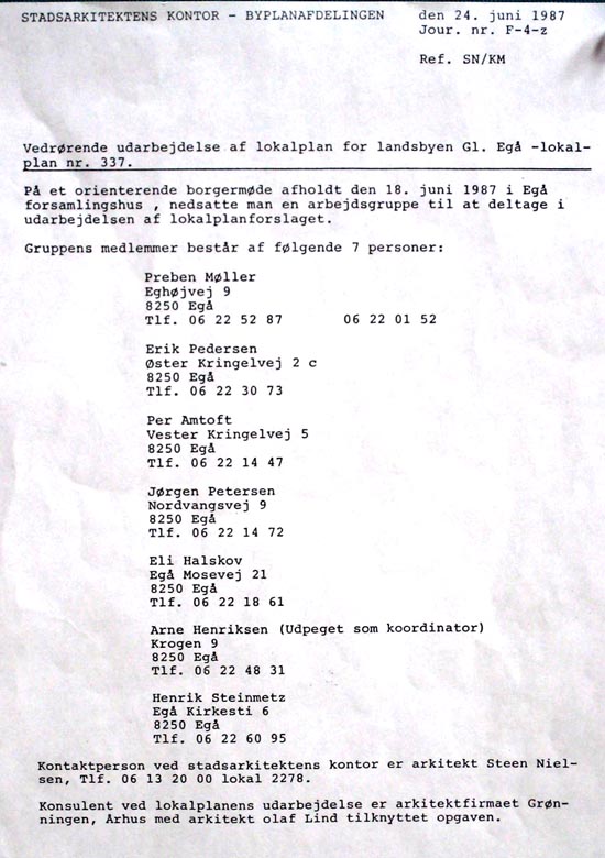 Arbejdsgruppe vedr. LP 337 - juni 1987