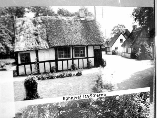Eghøjvej i 1950'erne - Byens ældste bolig fra 1779 t.v. 